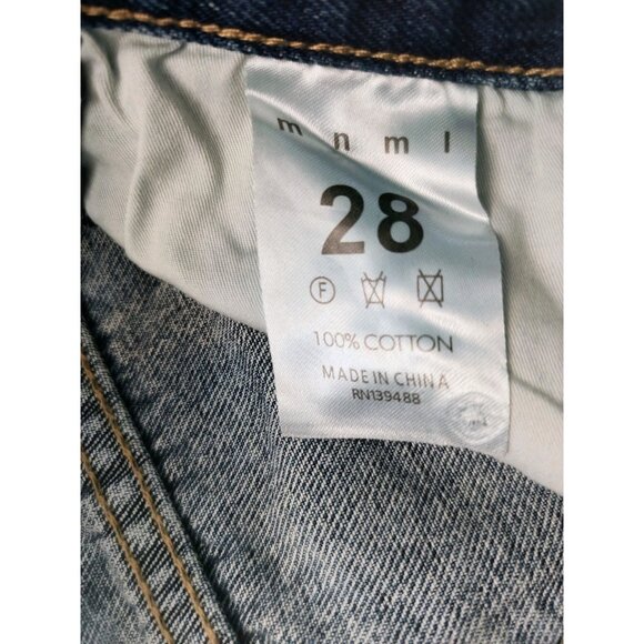 MNML  Distressed Denim Jeans Zipper Ankle Men Size 28 Blue Straight - Picture 8 of 10